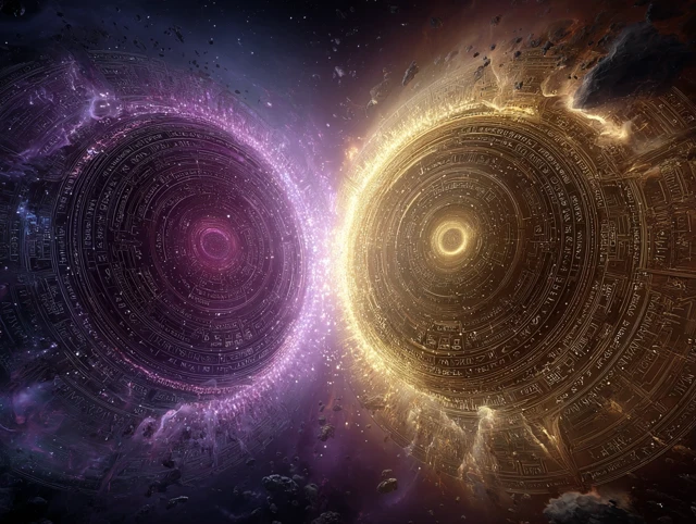 Cosmic Battlefield Portal Clash Mystical SciFi