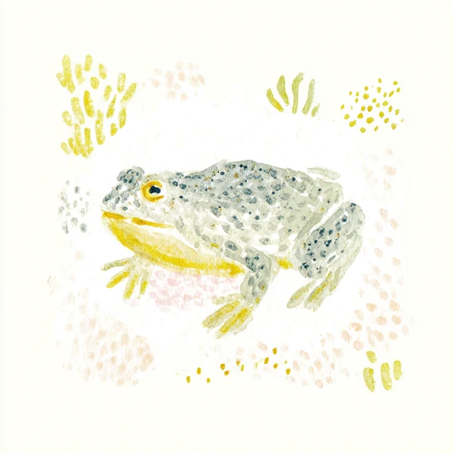 Watercolor Frog Clipart Olive Green and Gray Illustration