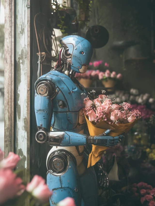 Robot in Flower Shop - Cinematic 3D Art