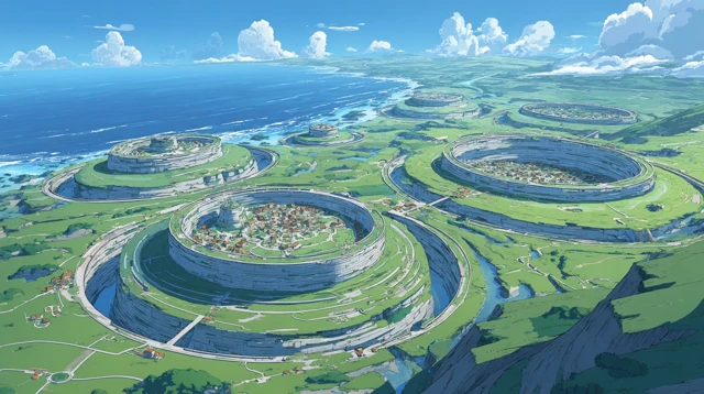 Anime City Walls in the Grassland