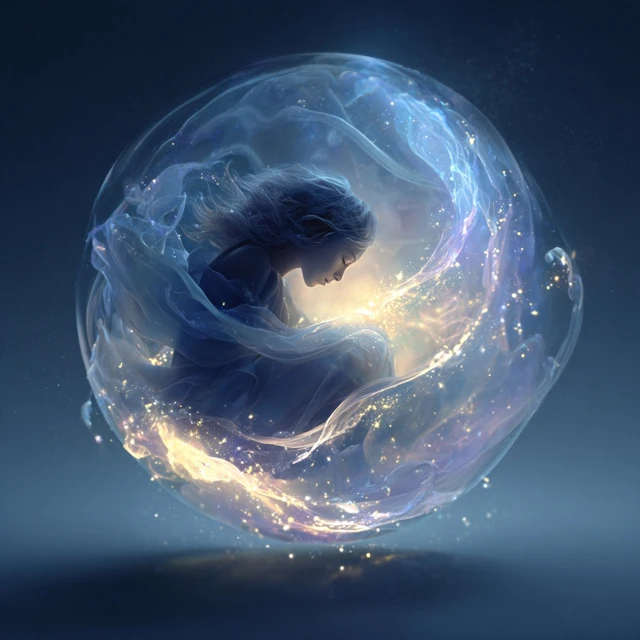 Stardust Girl in a Dreamy Sphere Digital Painting