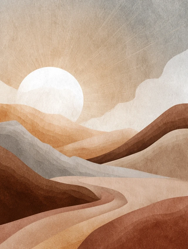 Abstract Desert Landscape Digital Illustration Earth Tones