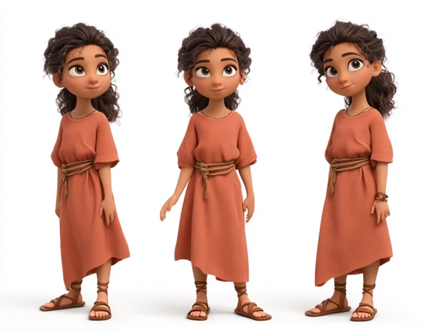 3D Pixar Biblical Girl Sofia Character Sheet
