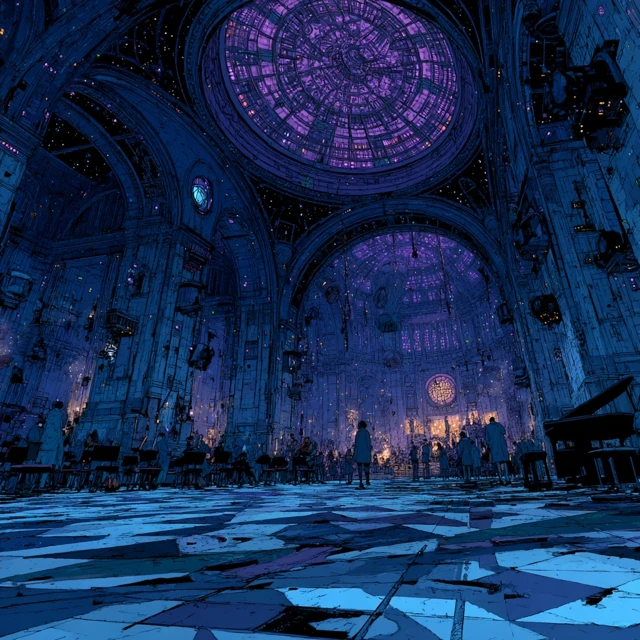 Cosmic Concert Hall Anime Style Surreal Architecture