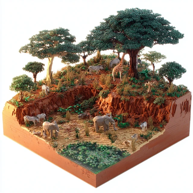 LEGO African Savanna Diorama Wildlife Scene