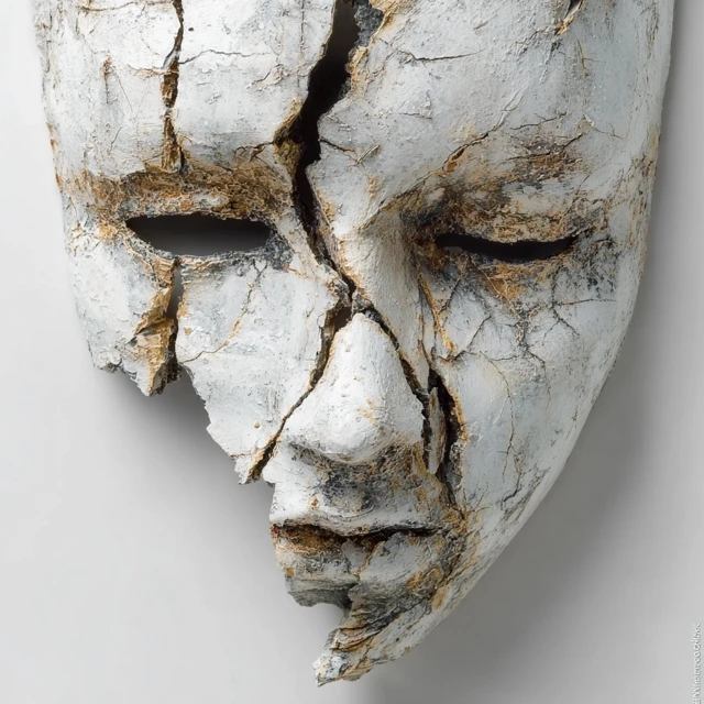 Broken White Mask Ancient Sculpture Art