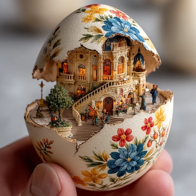 Fantasy Easter Egg with Fairy Kingdom