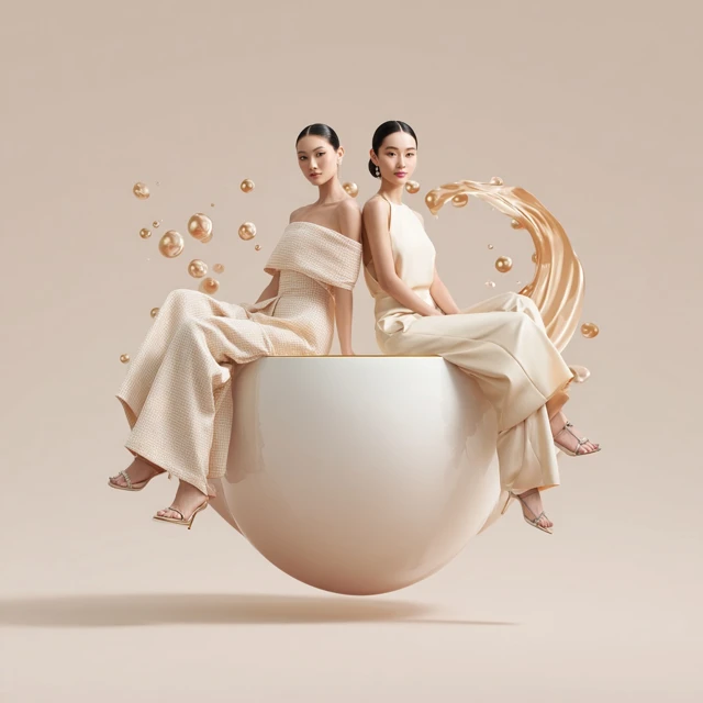 Elegant Asian Models in Couture Editorial Photography