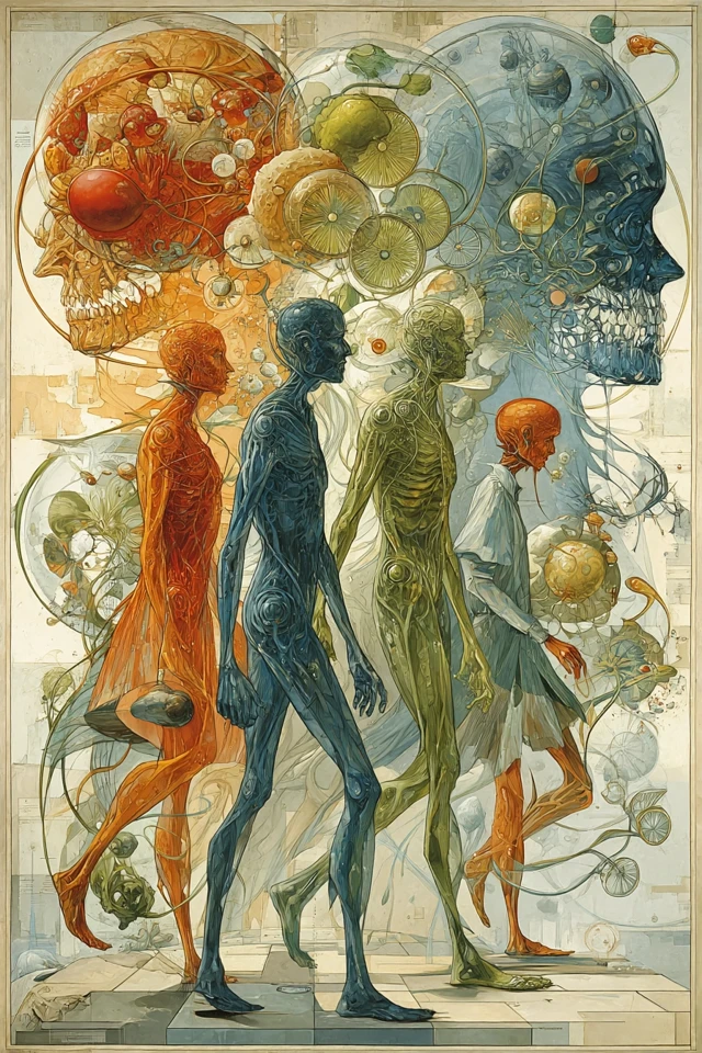 Atomic Age Surrealism Translucent Figures Art