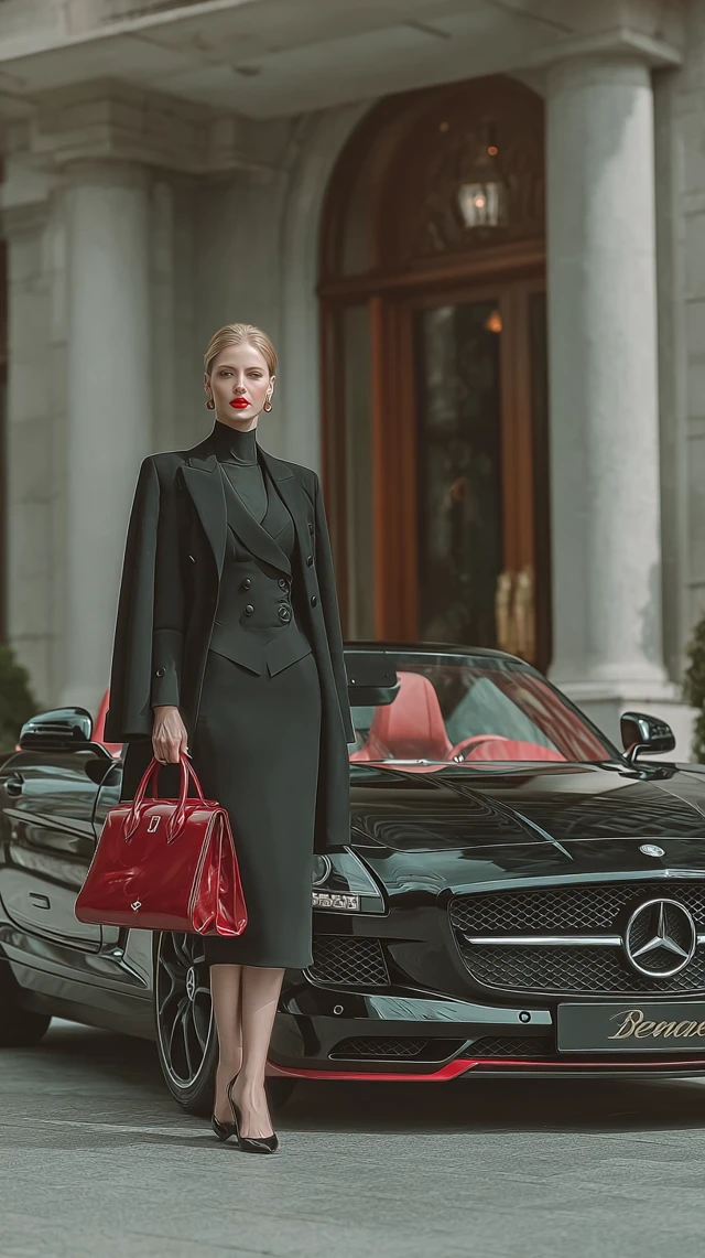Elegant Woman with Mercedes Benz Luxury Lifestyle