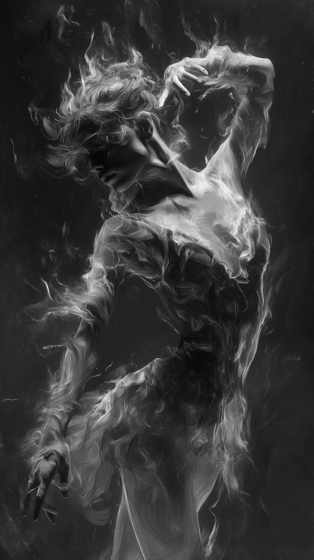 Dramatic Ballerina Black and White Art