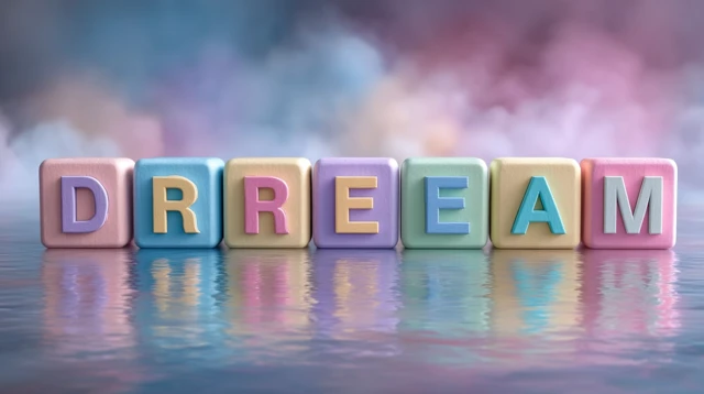 Dream: Alphabet Blocks in Pastel with Misty Reflection