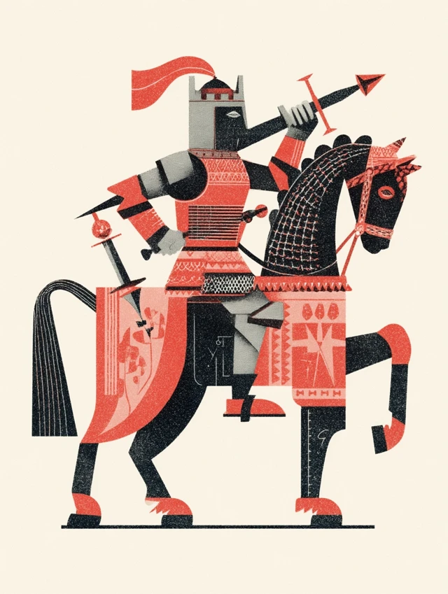 Medieval Knight on Horse Illustration