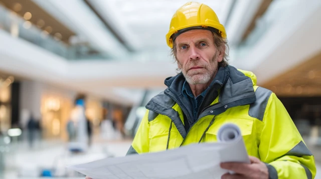 Construction Engineer Holding Blueprints