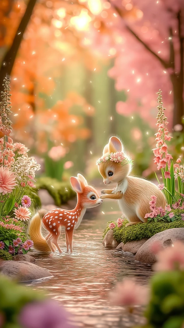 Squirrel Girl and Fawn Forest Friendship Illustration