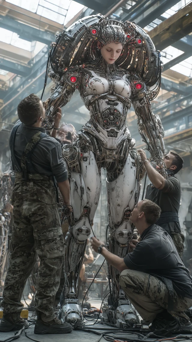 Building a Humanoid Robot Cyborg Futuristic Workshop