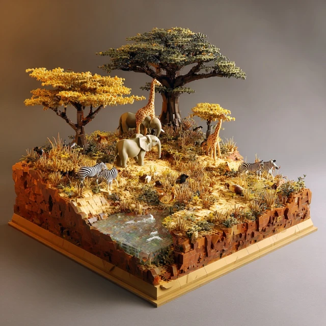 LEGO African Savanna Diorama Wildlife Scene