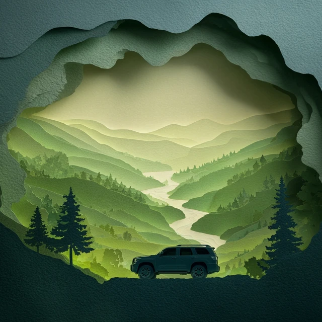 Toyota Sequoia on Mountain Top Valley View