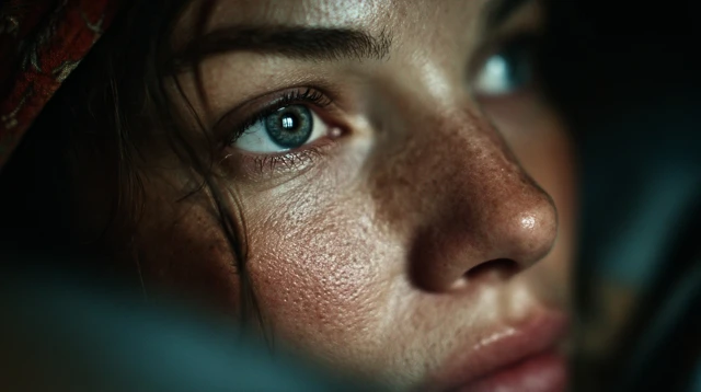 Awake Woman in Bed Photorealistic Portrait