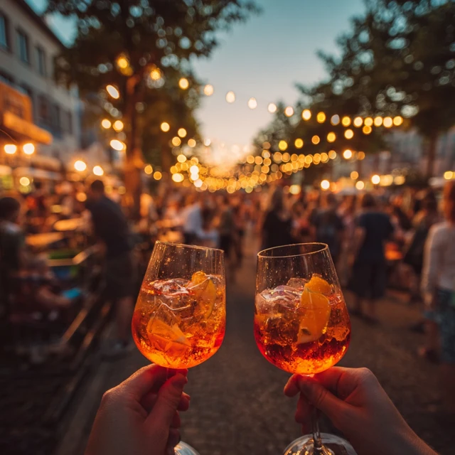 Aperol Spritz Cheers in Karlsruhe Germany Summer Scene