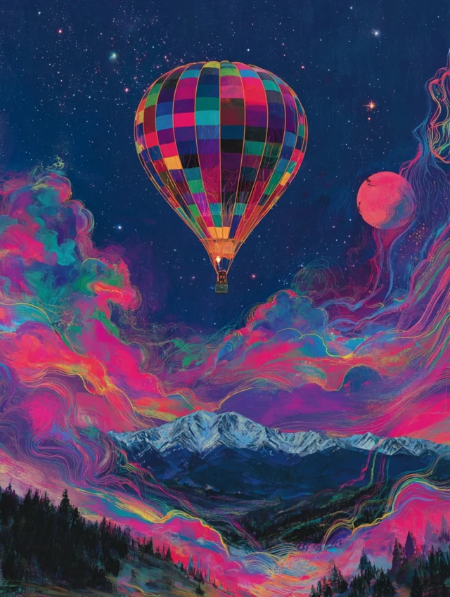 Fiery Skull Hot Air Balloon Art