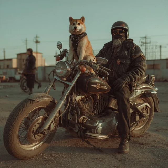 Shiba Inu Biker on Harley Davidson