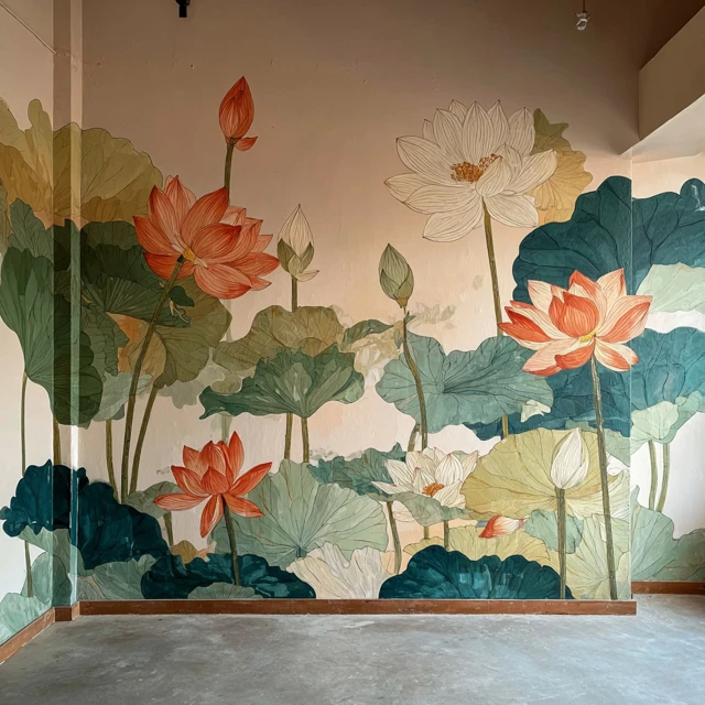 Lotus Flower Mural for Yoga Studio
