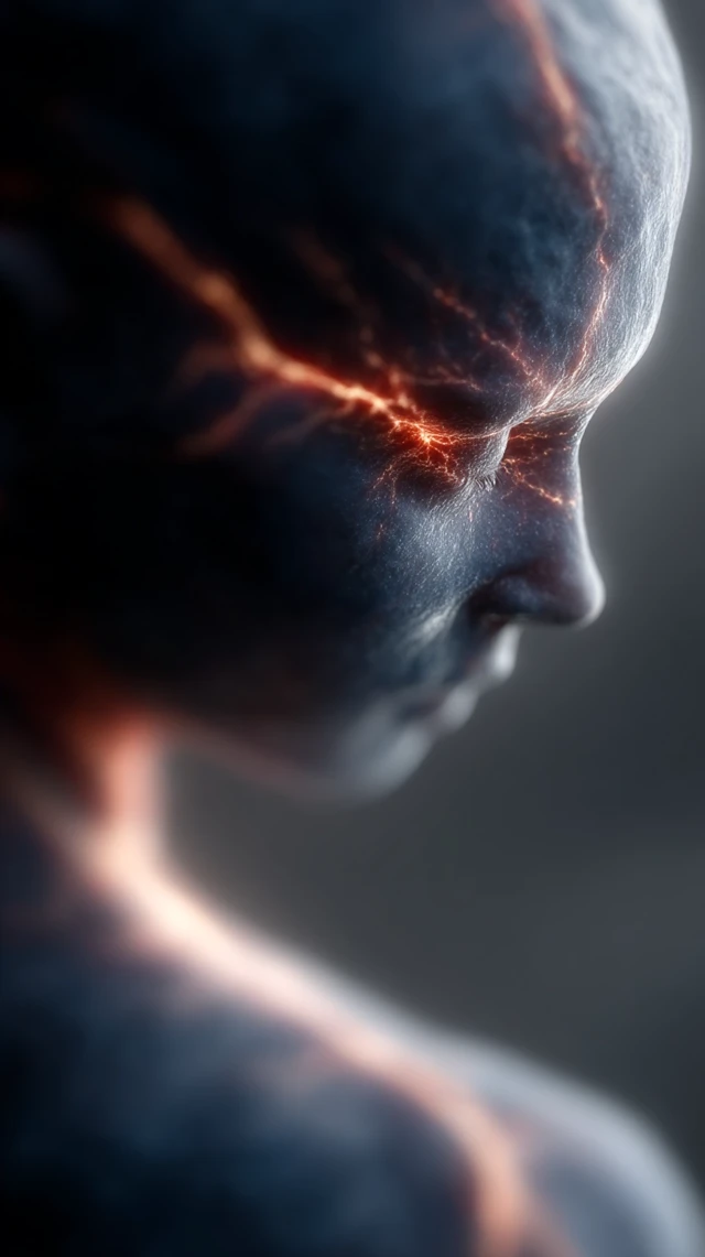 Humanoid Portrait Electric Veins Cosmic Surrealism