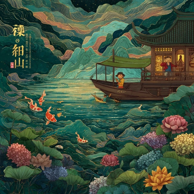 Van Gogh Inspired Painting of a Boat on a River