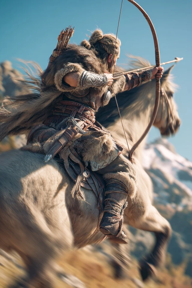 Viking Warrior Archery Action Shot Cinematic Detail