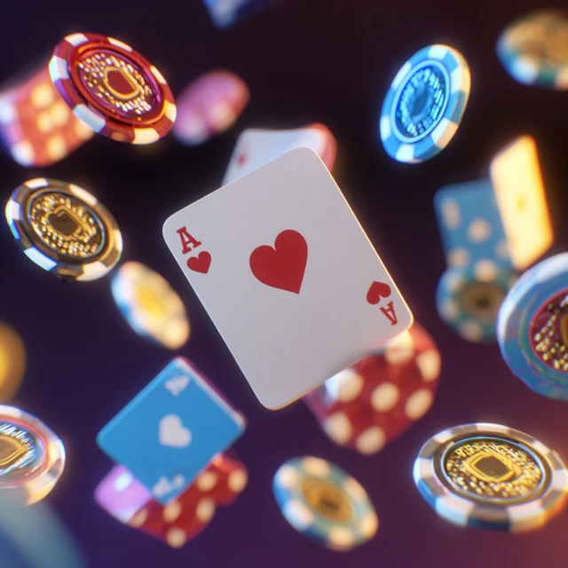 Casino Game Elements Playing Cards and Poker Chips