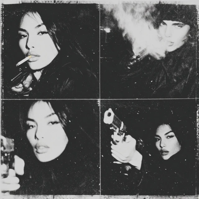 Black and White Film Photography Woman and Gun