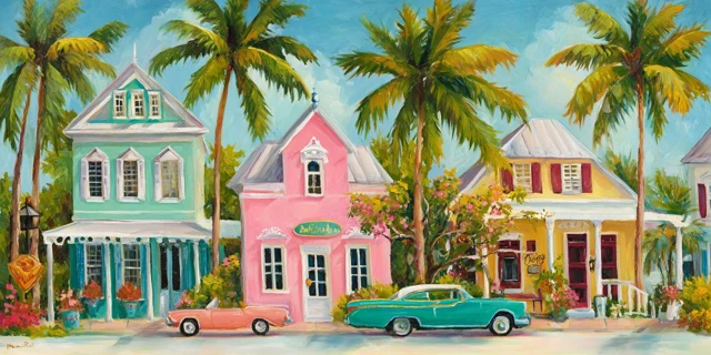 Key West Painting Tropical Beachy Home Decor Art Print