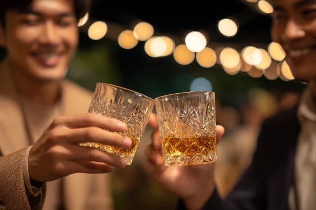 Cheers Toasting Whiskey Glasses Celebration