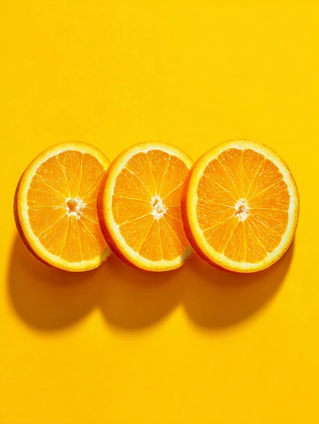 Orange Slices on Yellow Background Photography