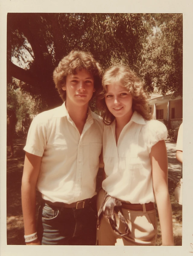 Polaroid Photo of Young Couple at University