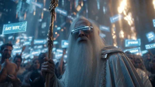 SciFi Wizard with AR Tags Dramatic Scene