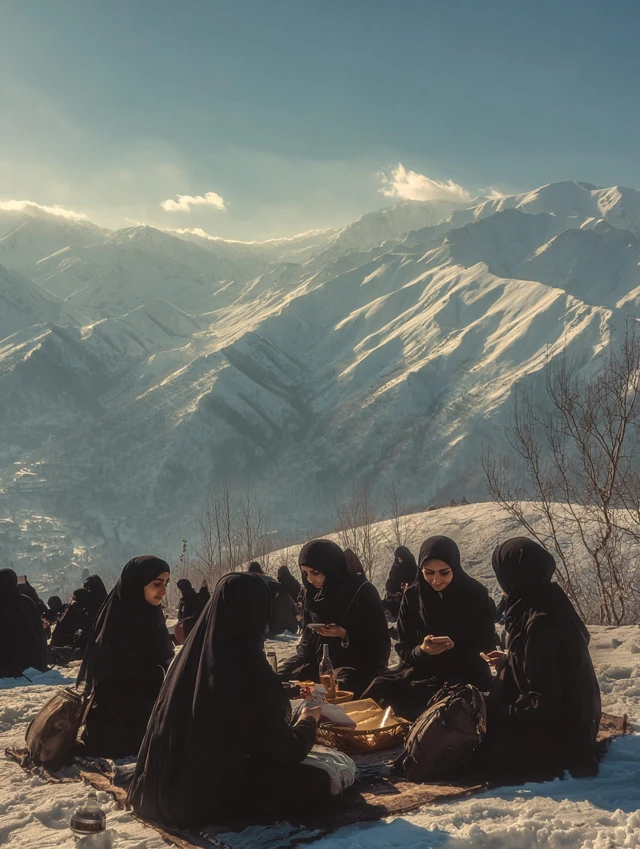 Muslim Women Picnic on Mountain Top