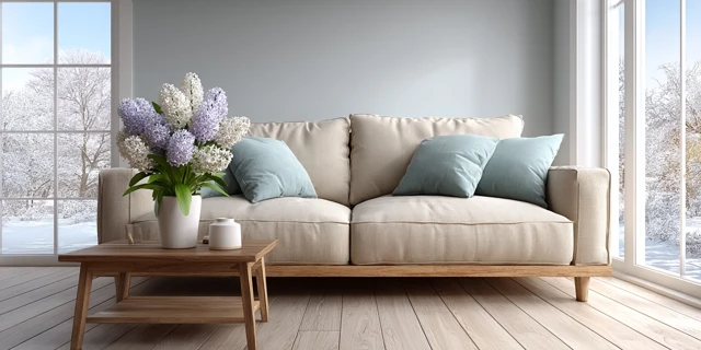 Minimalist Living Room Design with Snowy View
