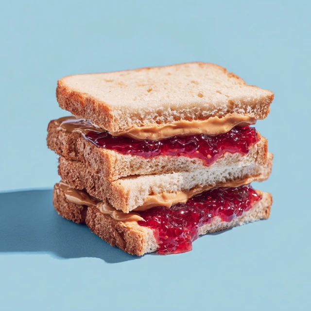 Delicious Peanut Butter and Jelly Sandwich Closeup