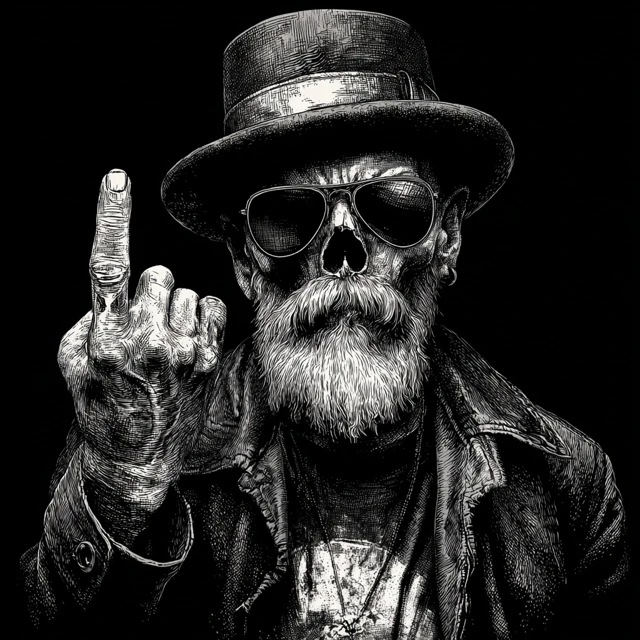 Skull Gangster Giving Middle Finger Art