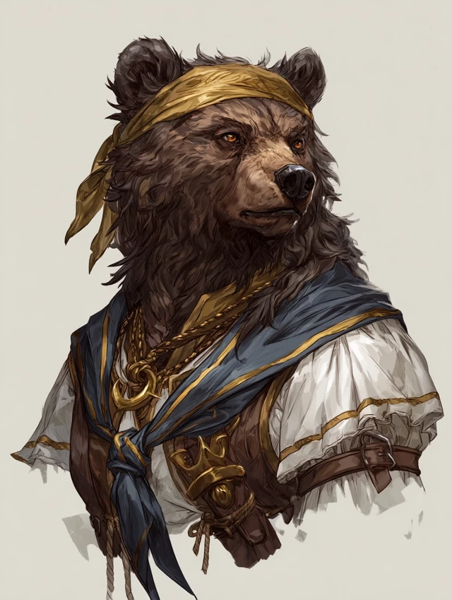 Bearfolk Sailor Portrait TTRPG Character Art