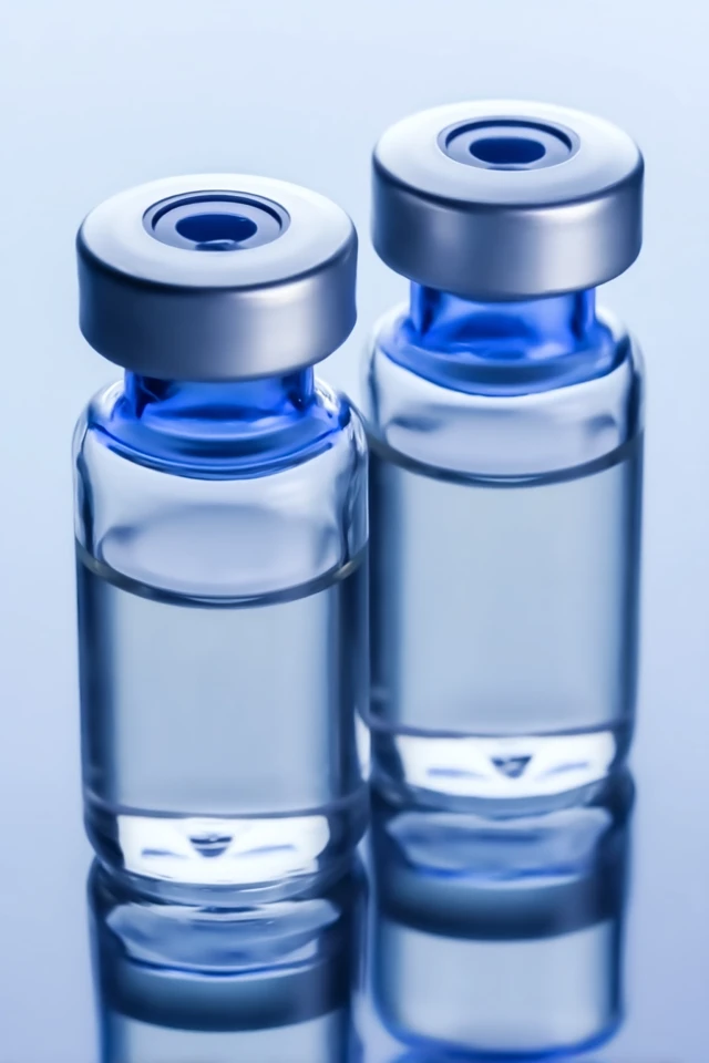 Medical Vials Macro Photography Detailed Blue Glass