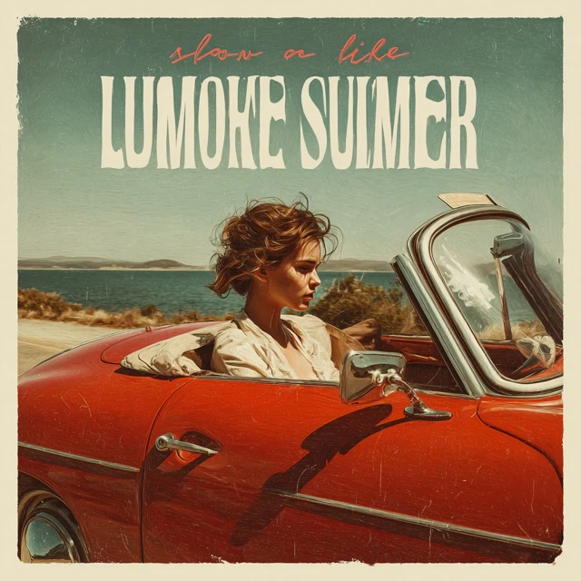 Slow Like Summer Woman Driving on Beach Road