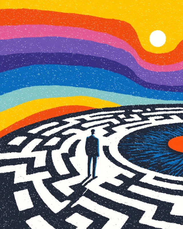 Maze Illustration Poster with Motivational Theme