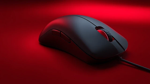 Gaming Mouse 3D Render Black Red Studio Lighting