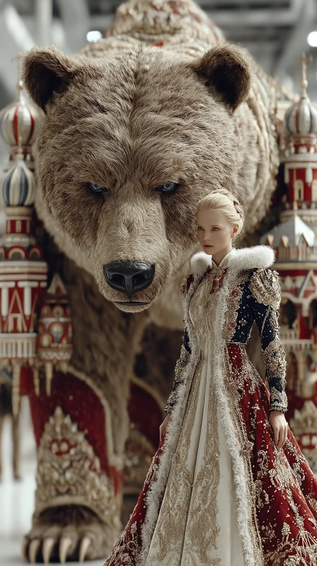 Russian Woman Bear Guardian Hyperrealistic Art