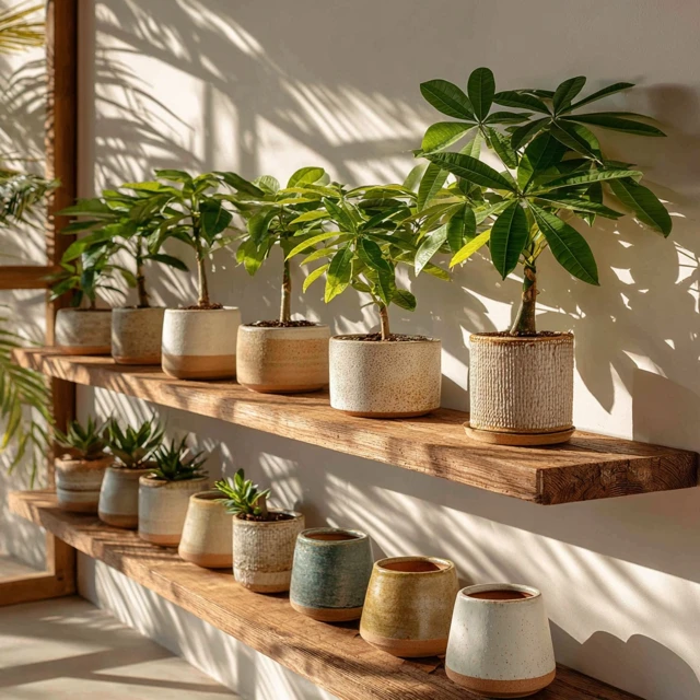 Money Tree Plants in Decorative Pots