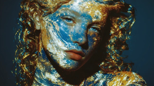 Woman and Earth Double Exposure Portrait Art