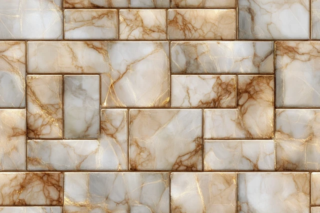 Marble Tile Texture Background Gold and White